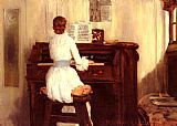 Piano Canvas Paintings - Mrs. Meigs at the Piano Organ